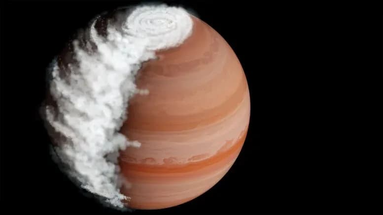 Alienplanet mit Gesteinswolken, die vor Sonnenuntergang verdampfen