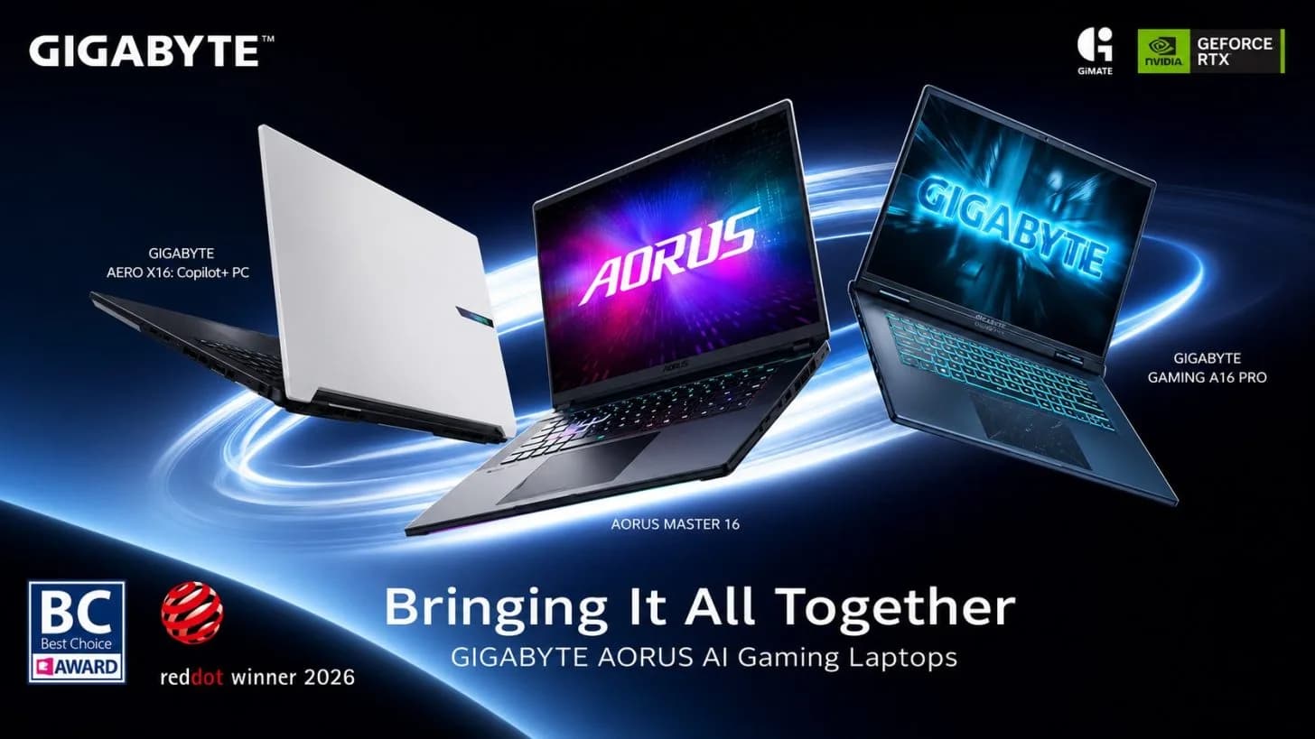GIGABYTE startet mit GiMATE in den KI-Assistenten-Wettbewerb und präsentiert drei neue AORUS- und AERO-Laptops mit RTX-50-Serie