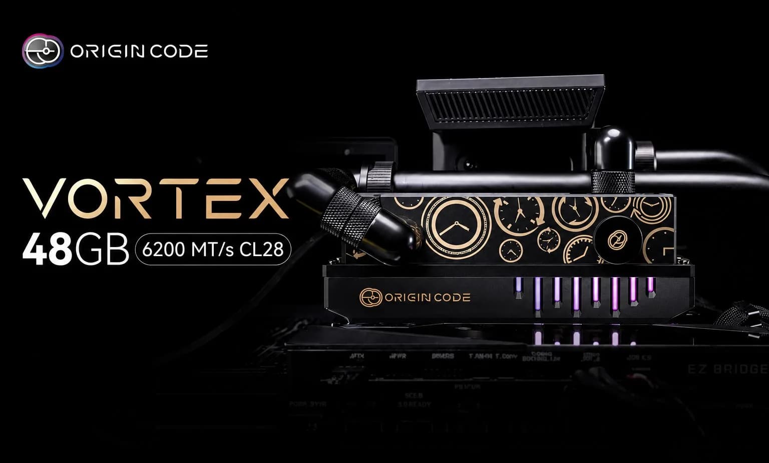 Origin Code rüstet Vortex 48 GB DDR5-6200 Kit mit LCD-Display und Flüssigkühlung für Computex 2026 auf