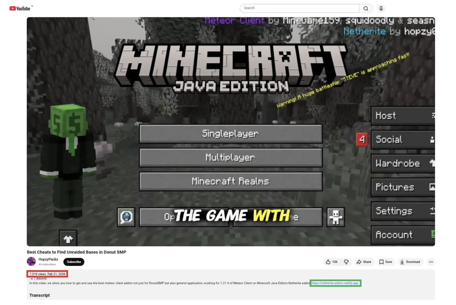 Hackers nutzen YouTube und SEO-Poisoning, um Minecraft-Botnet-Malware zu verbreiten