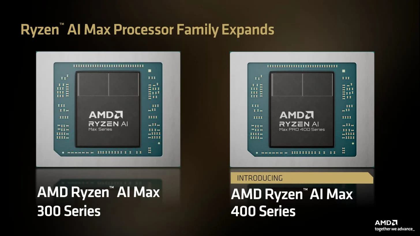 AMD Ryzen AI MAX 400 „Gorgon Halo" mit 192 GB RAM: Einzelner Chip bearbeitet lokale LLMs mit über 300 Milliarden Parametern