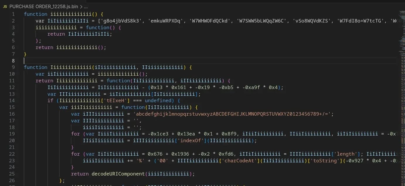 Cyberkriminelle nutzen gefälschte Einkaufsbelege, um US-Unternehmen mit JS.MonoGlyphRAT zu infizieren