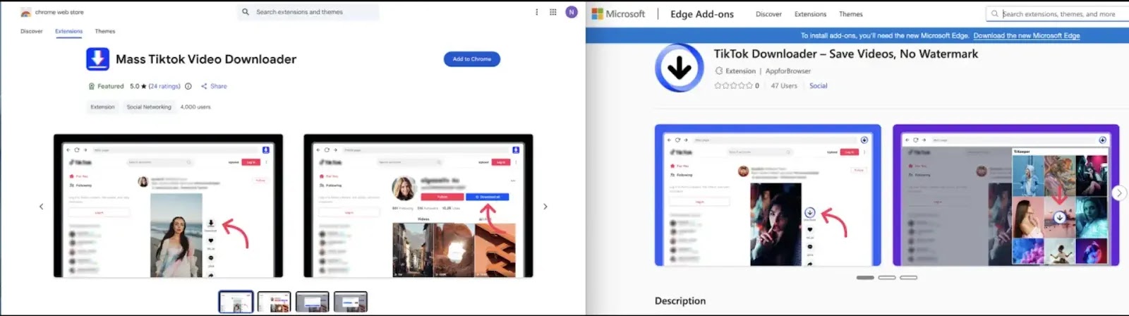 12 Browser Extensions Mimic as TikTok Video Downloaders Compromised 130k Users