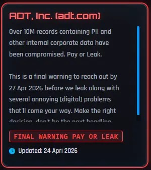 ADT Confirms Data Breach Following ShinyHunters Data Leak Claim
