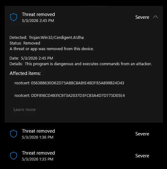 Microsoft Defender stuft DigiCert-Root-Zertifikate fälschlicherweise als Malware ein