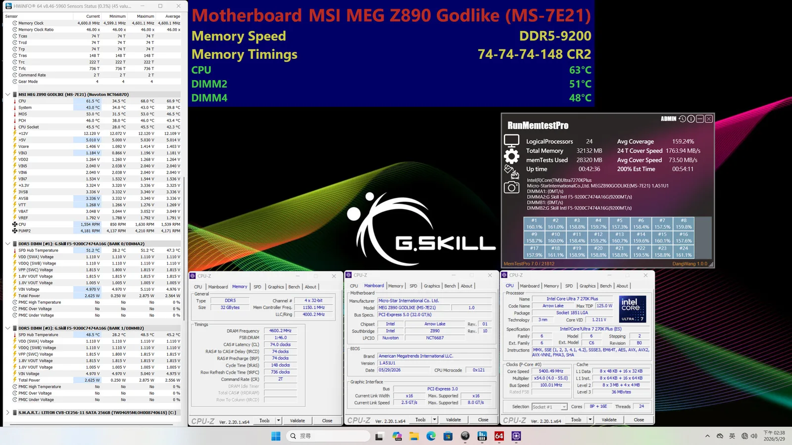 G.Skill bringt DDR5-RAM mit 9200 MT/s auf MSI Z890 GODLIKE