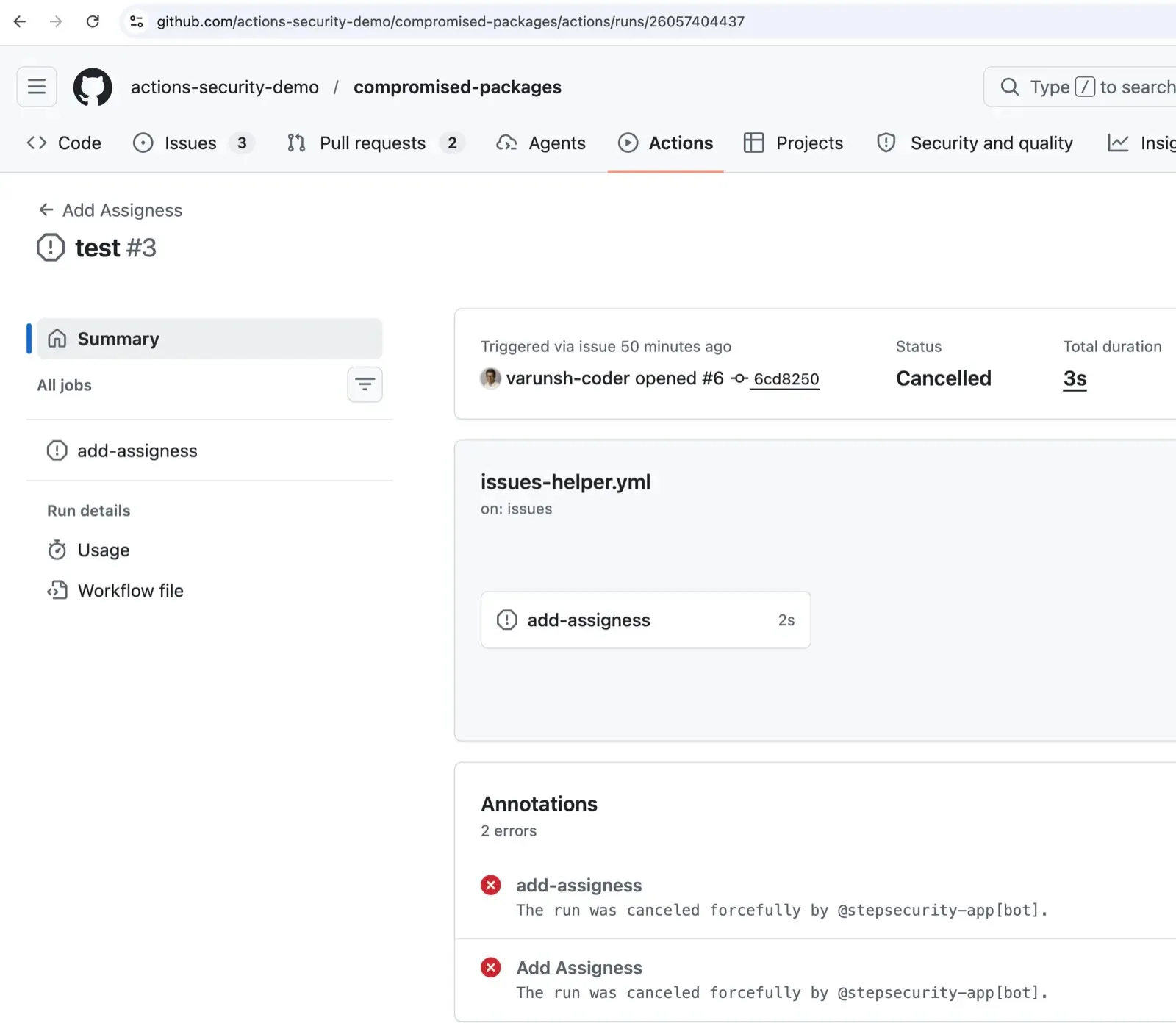 Compromised GitHub Action Exfiltrates Workflow Credentials to Attacker Domain