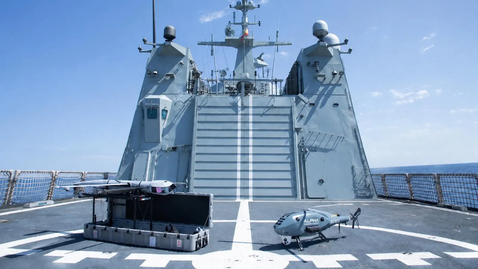 Spanish Navy helicopter controls drones in high-speed sea chase test
