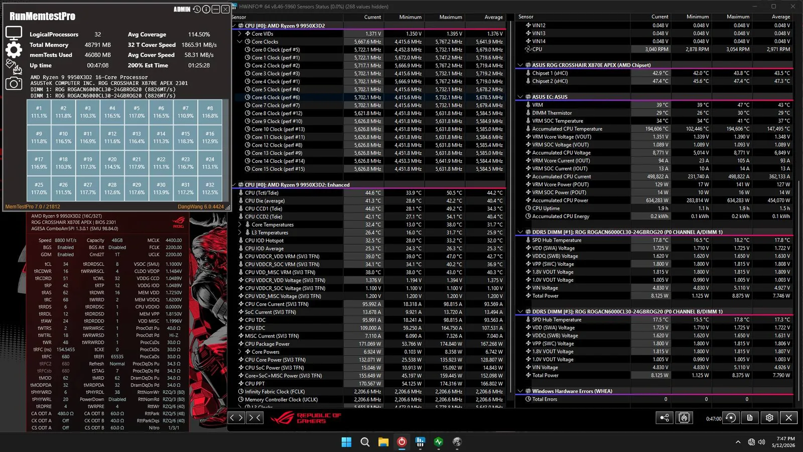 ASUS zeigt erstes ROG DDR5-Modul mit 8800 MT/s auf Crosshair X870E APEX