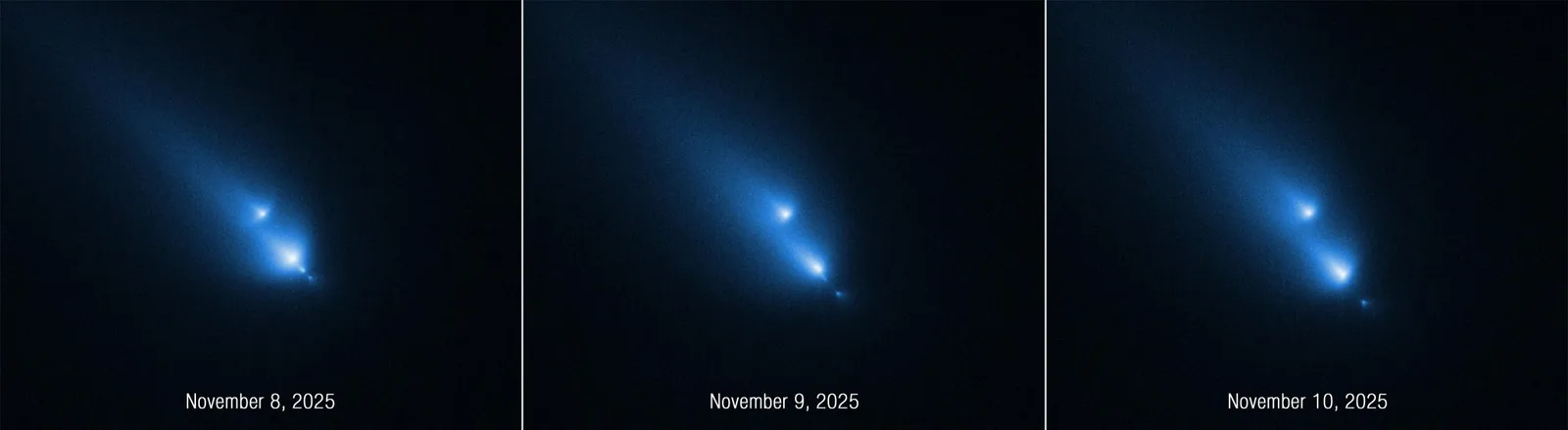 NASA-Teleskop Hubble fängt zufällig Kometenzerfall im All