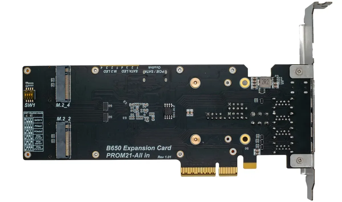 AMD B650 expansion cards hit retail starting at $199 — add four M.2 PCIe 4.0 slots and 11 USB ports to any PC with a PCIe slot