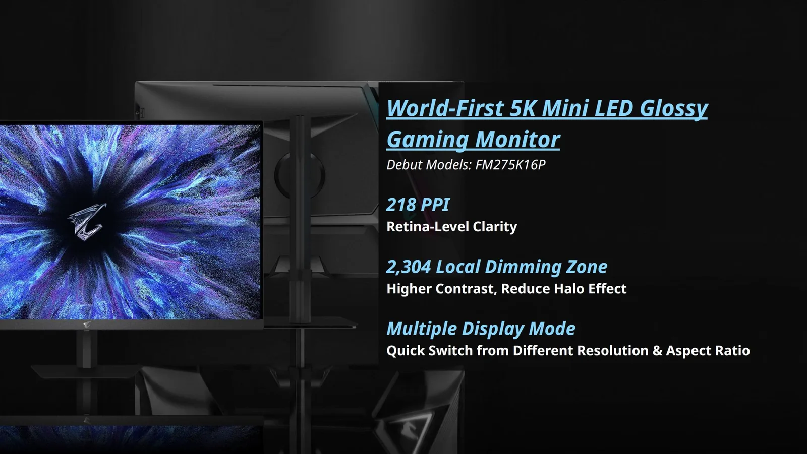 GIGABYTE präsentierte die vierte Generation WOLED-Gaming-Monitore, angeführt vom 5K Mini-LED-Modell mit Triple-Mode-Konfiguration.