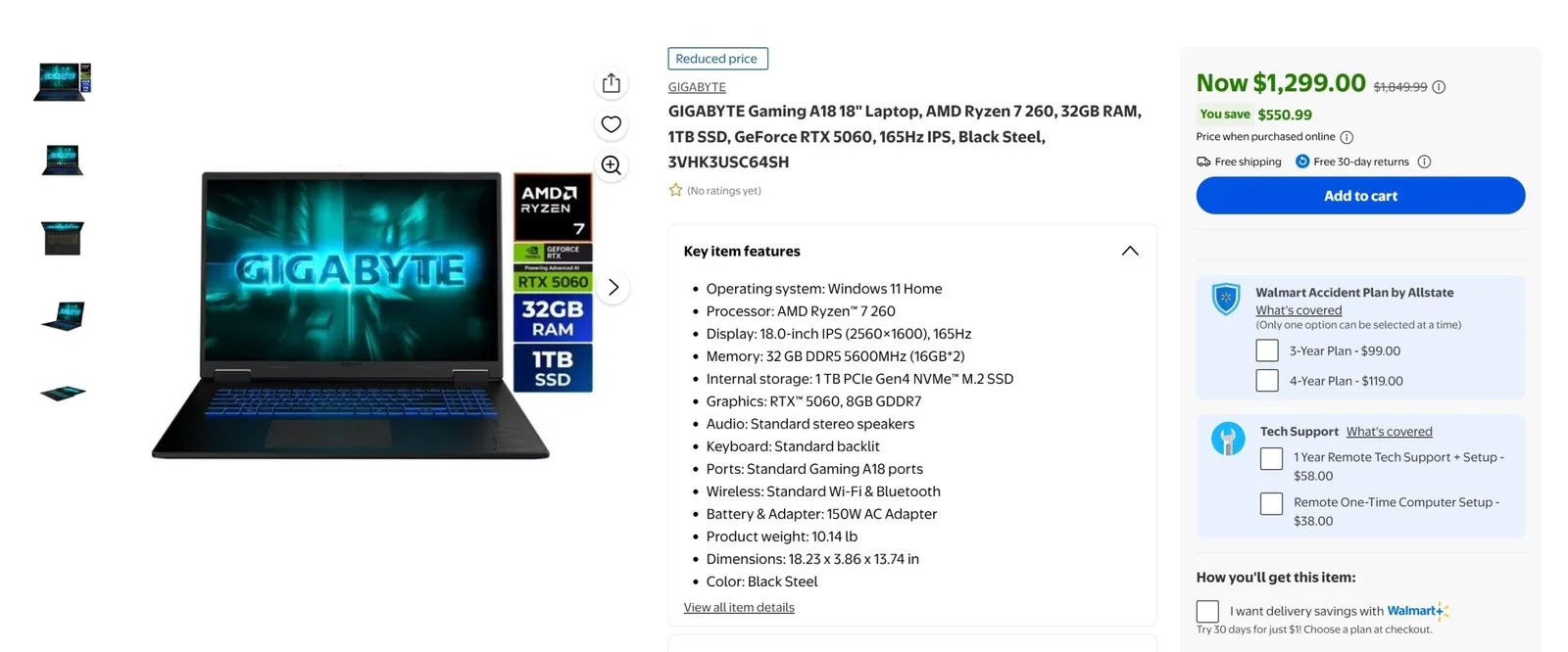 Walmart: Gigabyte RTX 5060 Gaming-Laptops ab nur 999 Dollar