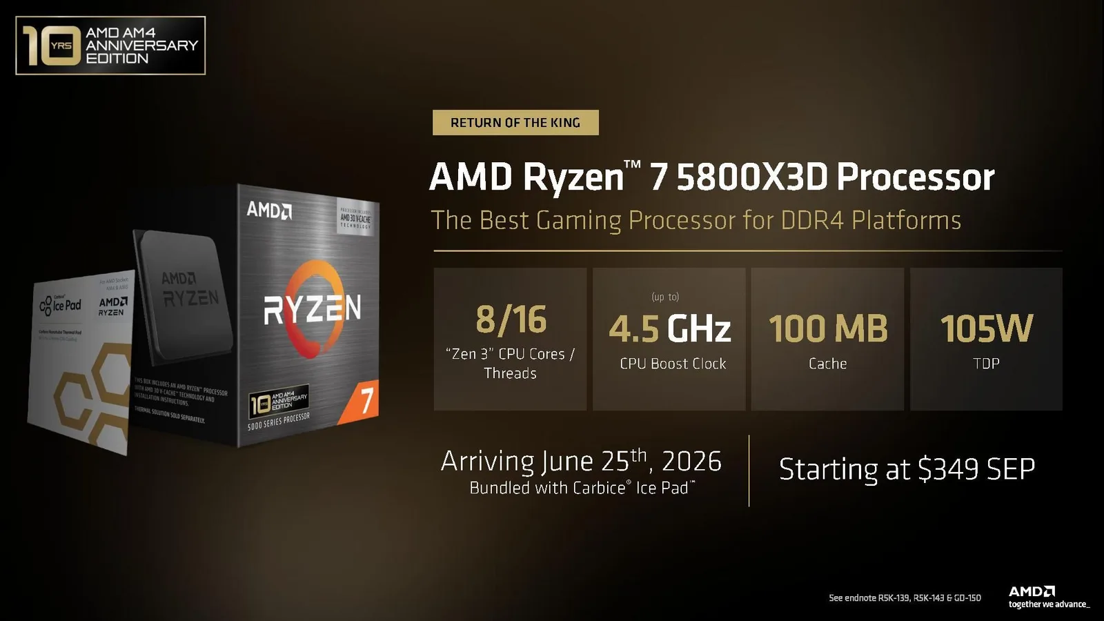 AMD brings back Ryzen 7 5800 ×3D, launches Ryzen 7 7700 ×3D to combat rising component prices — eight-core X3D CPUs arrive under $350 for AM4 or AM5, DDR4 or DDR5