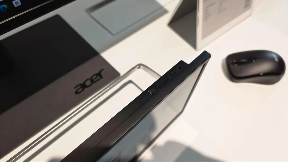 Acer’s PM131QT portable monitor is a 12.3-inch touchscreen with magnetic mounting, a built-in kickstand, and 5-point touch – 1920 × 720 IPS screen has pogo pins for a keyboard, and is designed for secondary and “in-vehicle” use