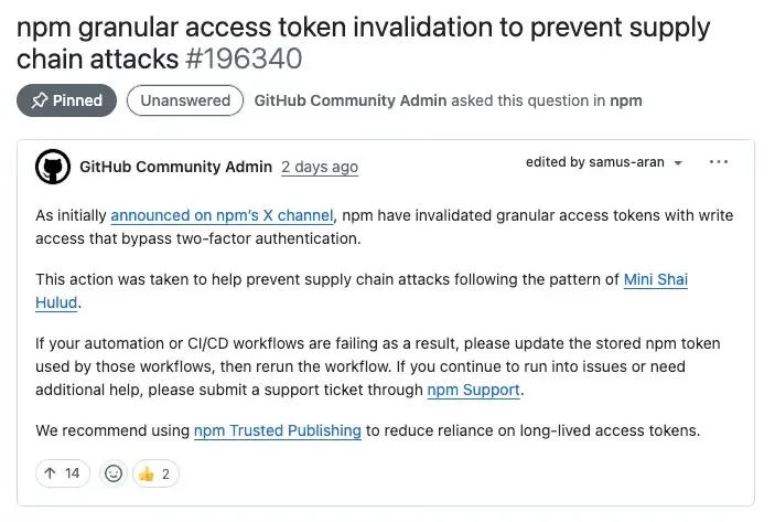 Mini Shai-Hulud Attack Forces npm to Reset Bypass-2FA Publishing Tokens