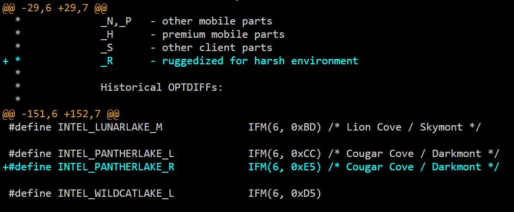 Intel bereitet Panther Lake „R" für extreme Umgebungen vor und patcht Linux mit neuer Modell-ID 223 für reine P-Core/LP-E-Architektur