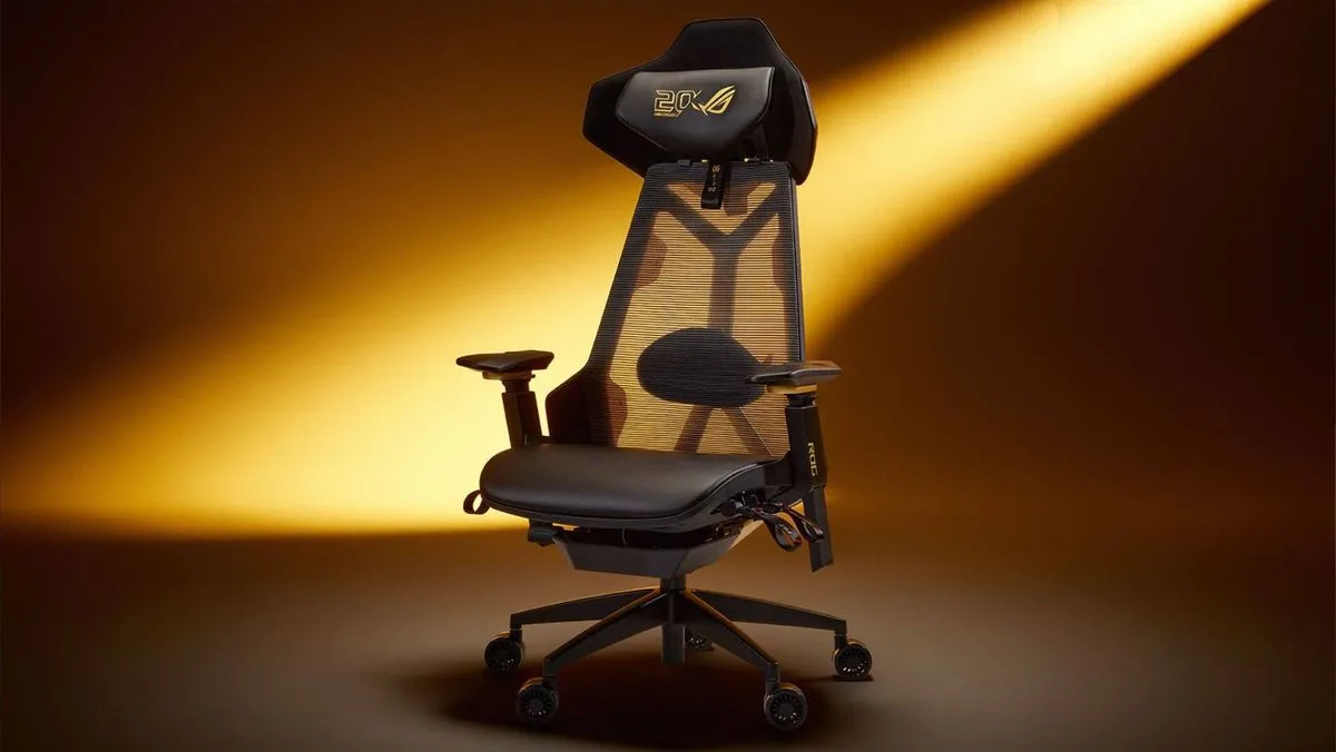 ASUS feiert ROG 20-Jubiläum mit Destrier-Edition-Sessel, Rucksack und Sonderkomponenten in Schwarz-Gold