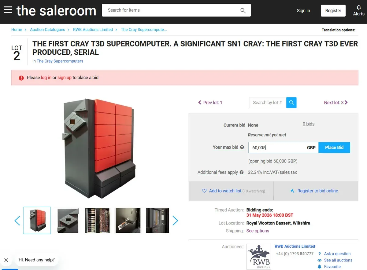 First ever Cray T3D Supercomputer goes up for auction with $81,000 reserve — Europe’s fastest supercomputer in June 1996 goes on the block