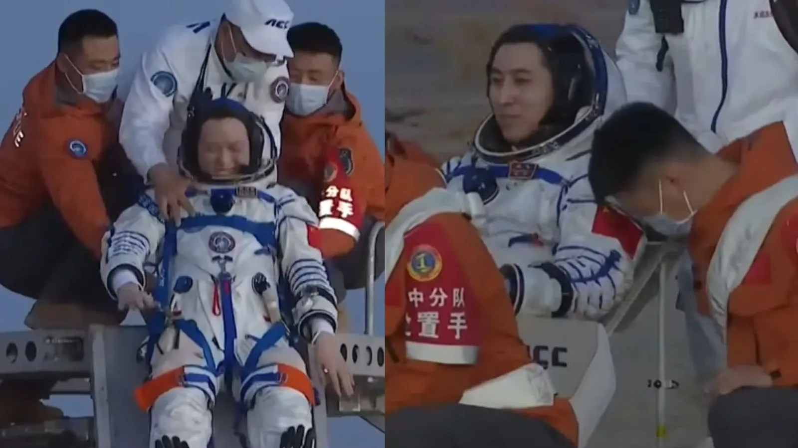 Chinese astronauts return from record 210-day mission at nuclear base