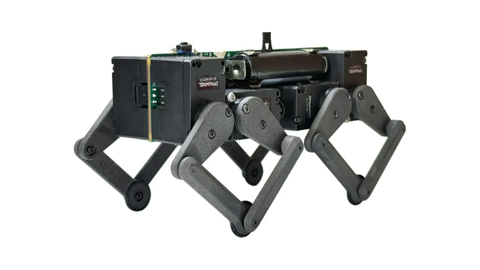 New palm-sized robot with 8 smart actuators can walk, trot, and jump